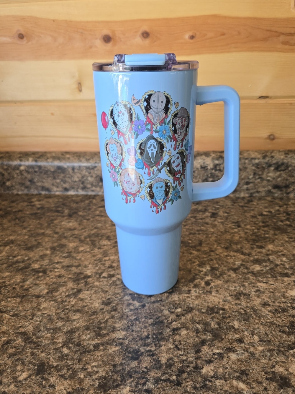 Scary Movie Characters Light Blue 40 oz Tumbler